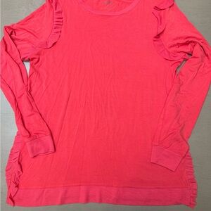 Kensie Women's Pink Ruffle lightweight long Sleeve Top, New!! Size Medium